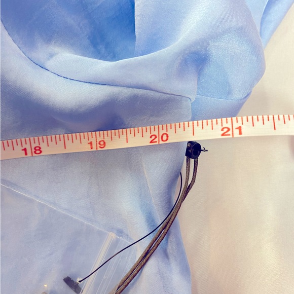 NWT Vince Camuto Satin Long Sleeve Embellished Blue Blouse Size M - Picture 9 of 11